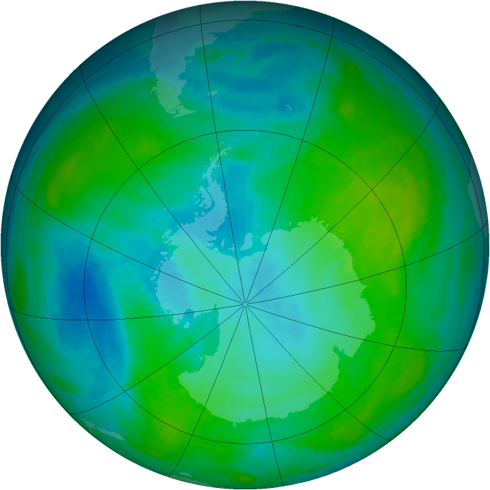 Antarctic ozone map for 14 February 1984